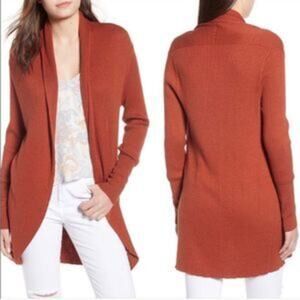 Leith Ribbed Shawl Cocoon Sweater Burnt Orange Size Small